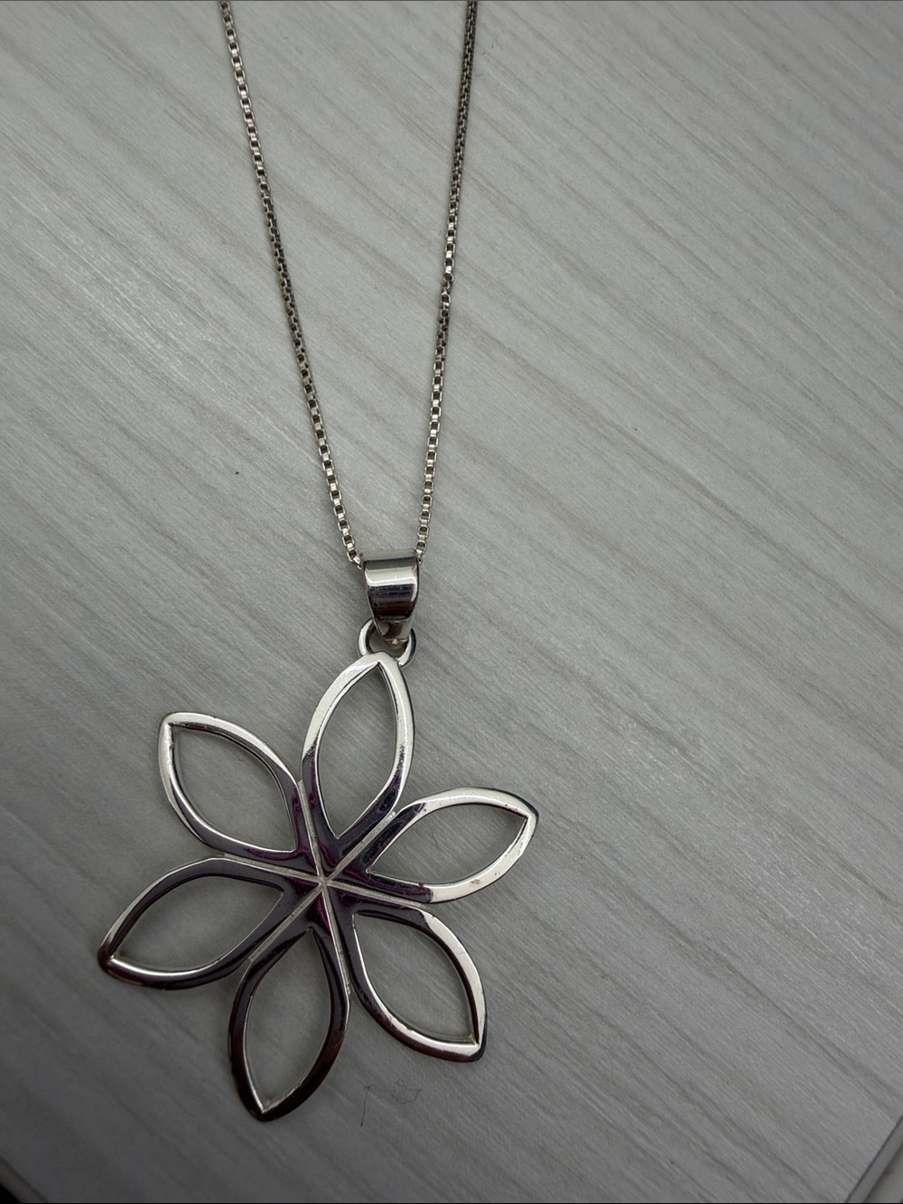 Sterling Silver Open-Petal Flower Necklace - Silver